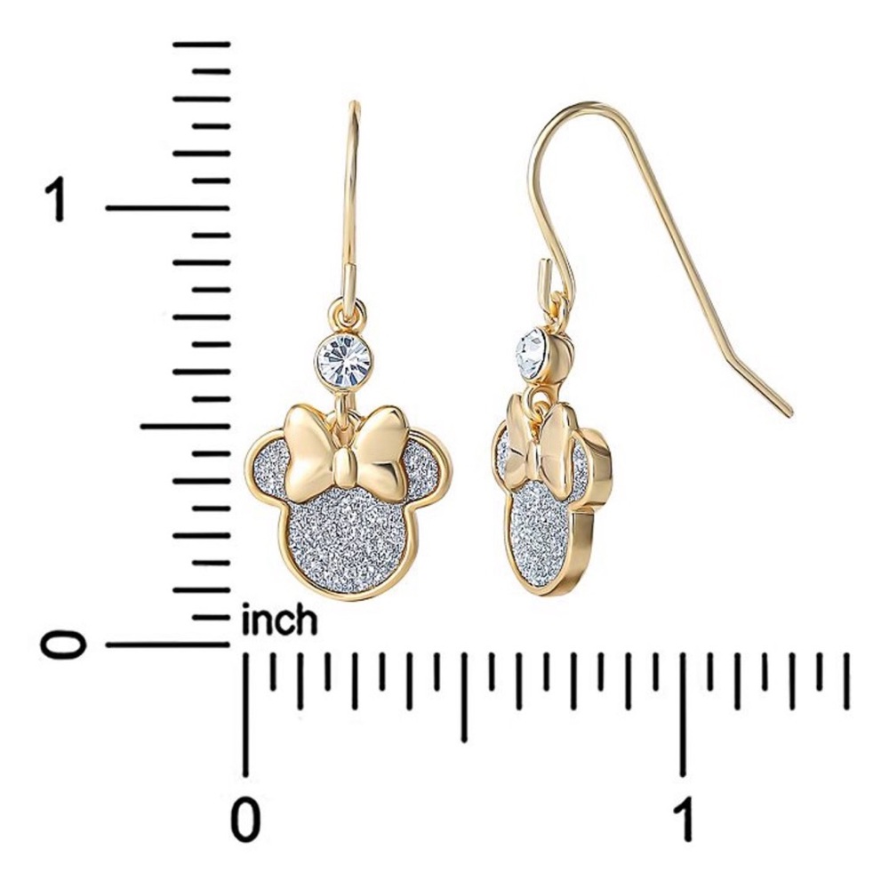 NWOT Disney's Minnie Mouse Crystal & Shimmery Silhouette Drop Earrings - Picture 2 of 6